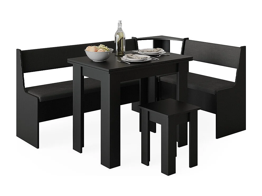 Eckbankgruppe schwarz 180x120x80 roman