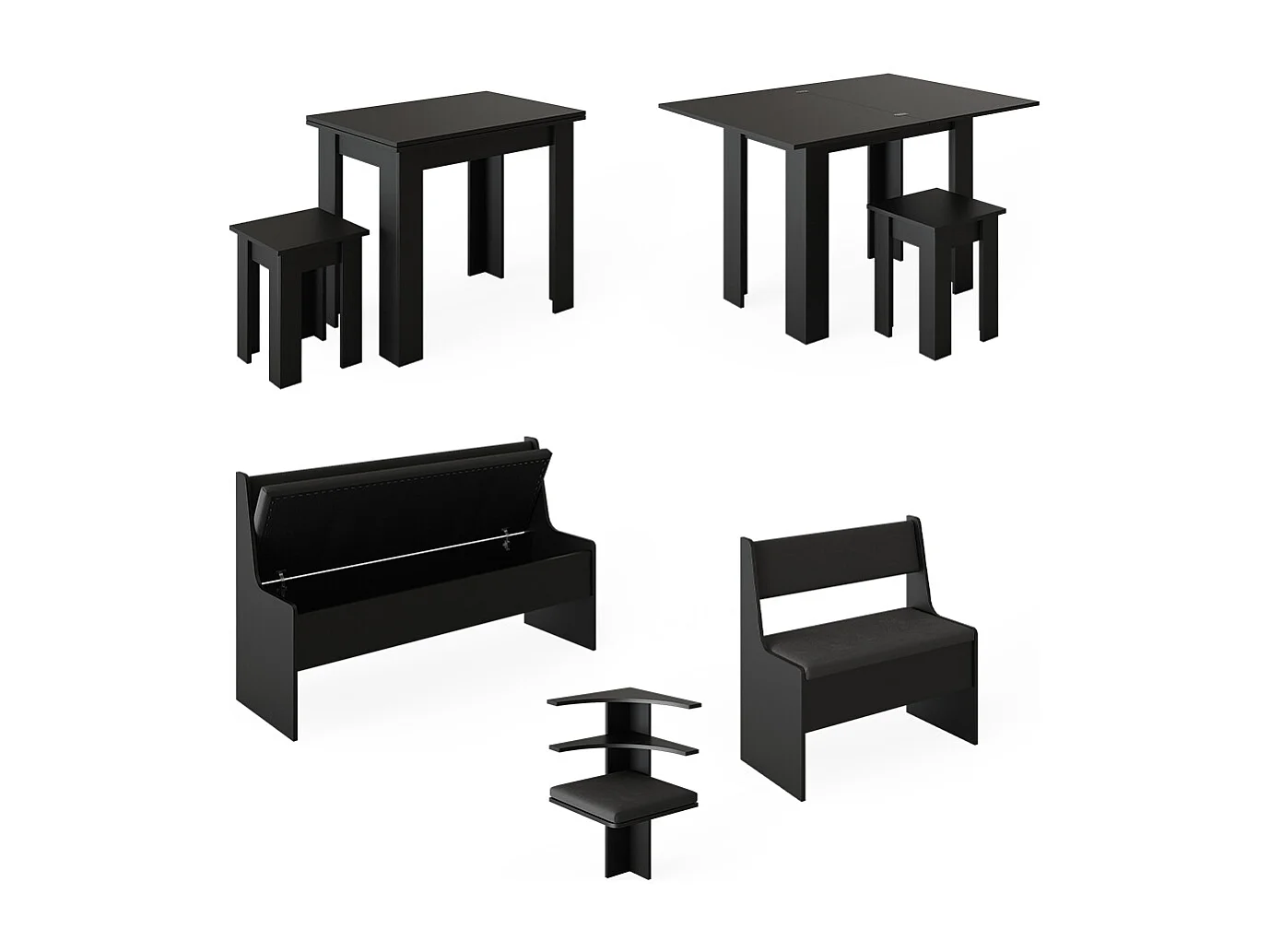 Groupe de banquettes dangle noir 180x120x80 roman