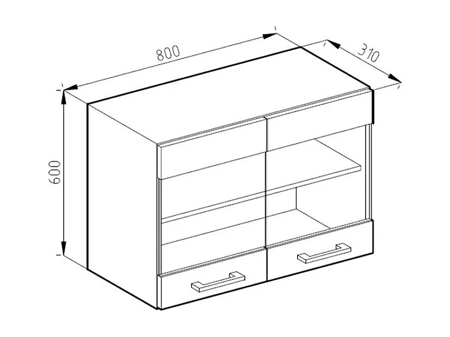 Küchenglasschrank sonoma 80x31x60 r-line