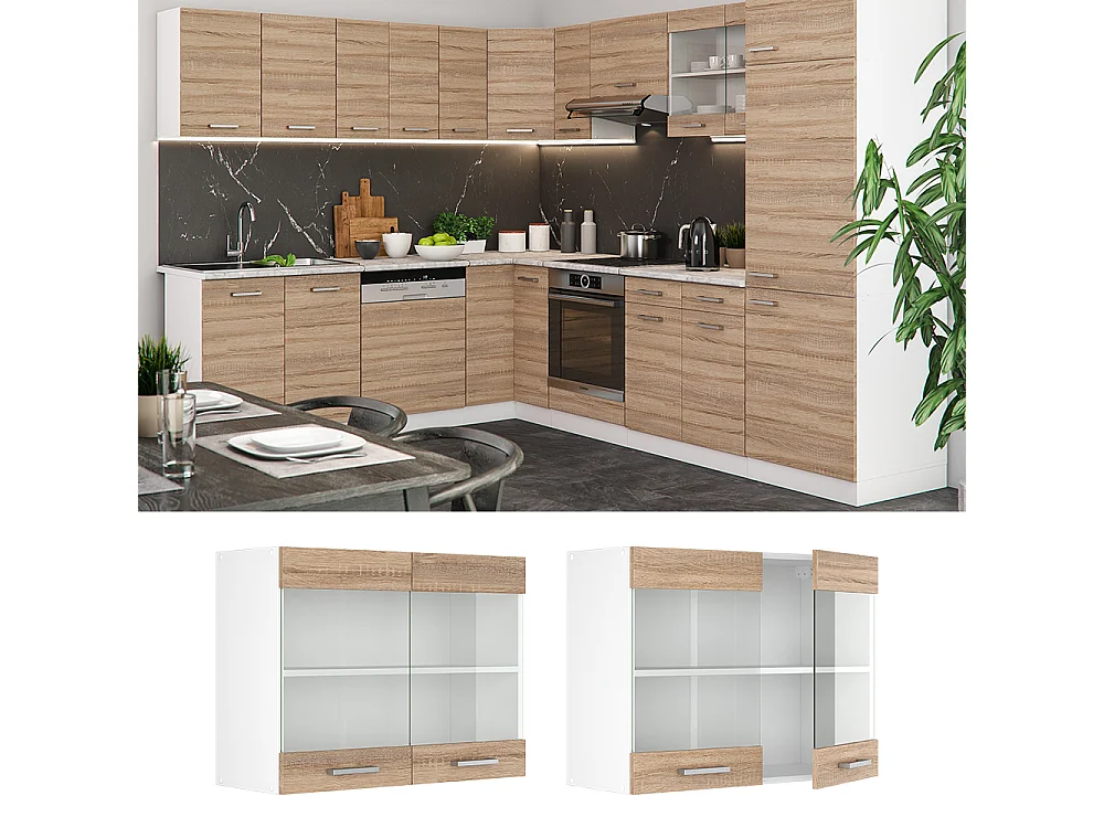 Glazen keukenkast sonoma 80x31x60 r-line