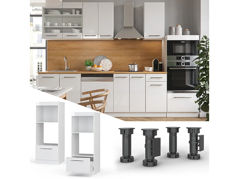 Szafka do mikrofalówki biały wysoki połysk 60x58.1x153.6 fame-line