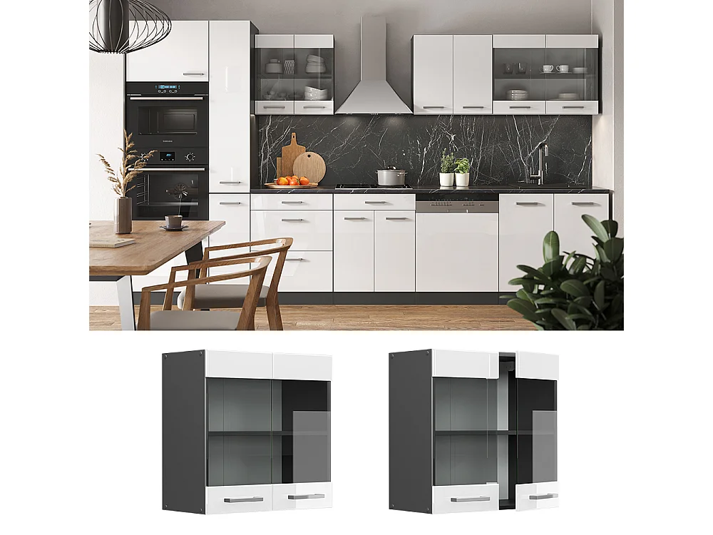 Glazen keukenkast wit hoogglans 60x31x60 r-line