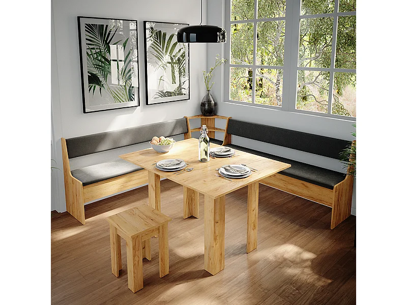 Groupe de banquettes dangle chêne de force doré 210x210x80 roman