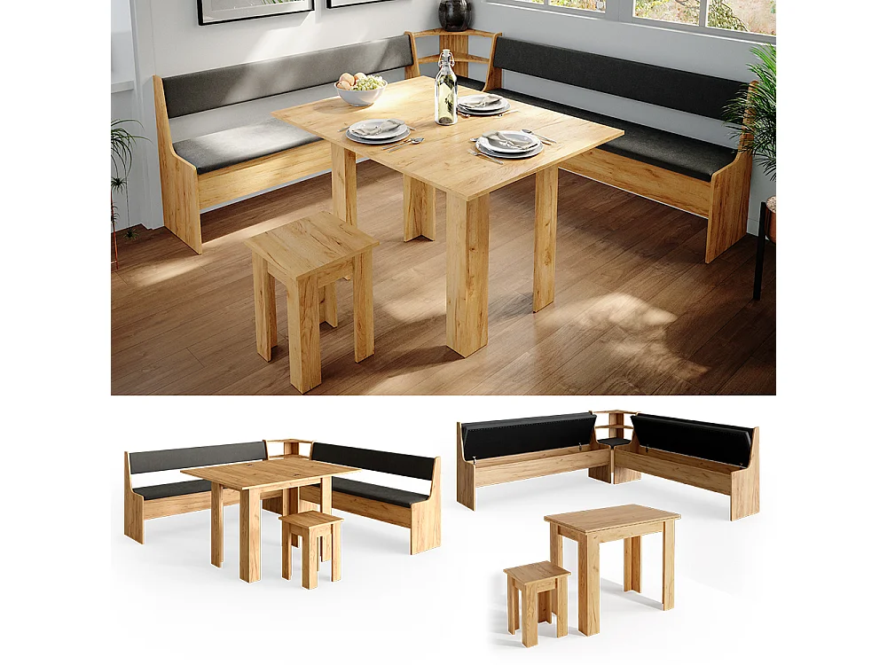 Groupe de banquettes dangle chêne de force doré 210x210x80 roman