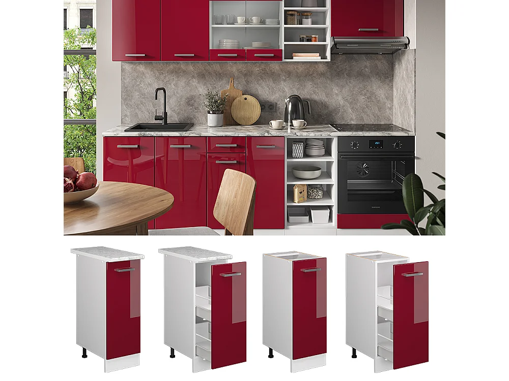 Armario de farmacia rojo de alto brillo 30x46x81.6 r-line