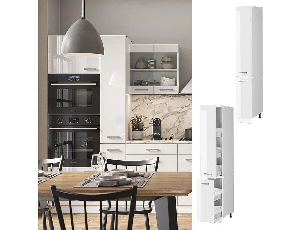 Meuble haute de cuisine blanc haute brillance 30x57.2x206.8 r-line