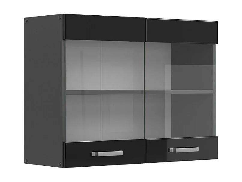 Küchenglasschrank schwarz hochglanz 80x31x60 r-line