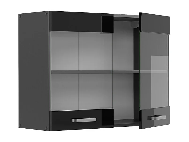 Küchenglasschrank schwarz hochglanz 80x31x60 r-line