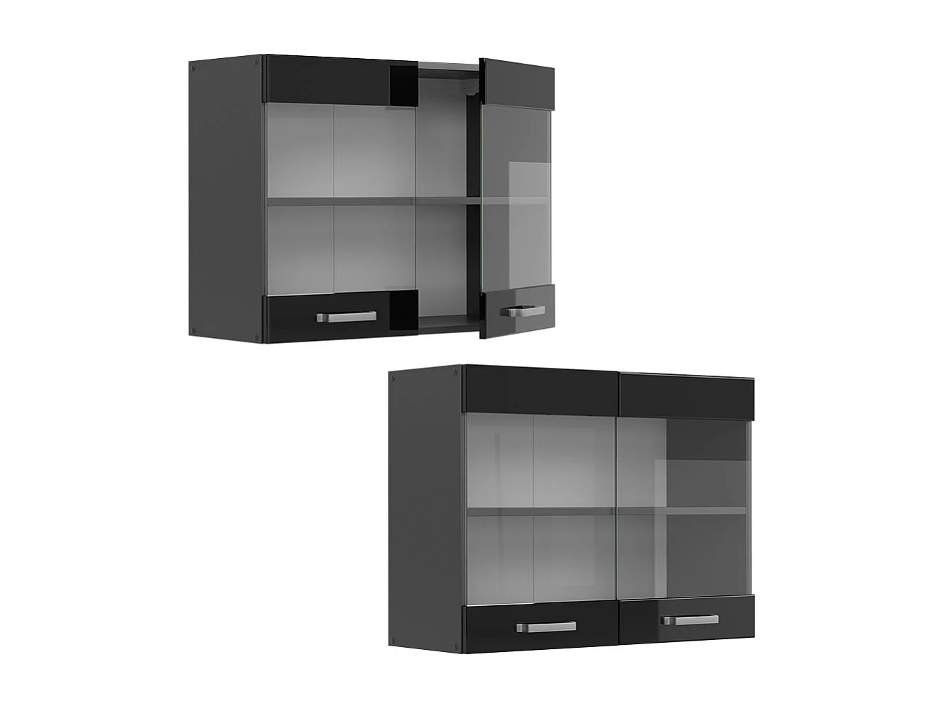 Küchenglasschrank schwarz hochglanz 80x31x60 r-line