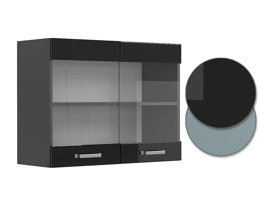 Küchenglasschrank schwarz hochglanz 80x31x60 r-line