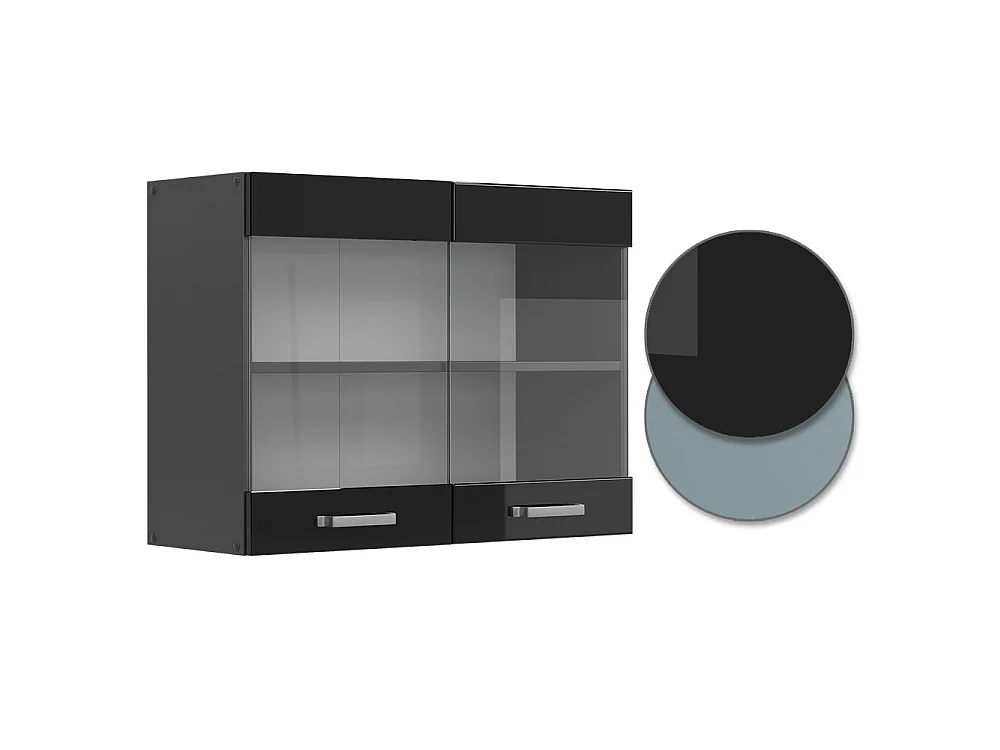 Armoire en verre noir haute brillance 80x31x60 r-line