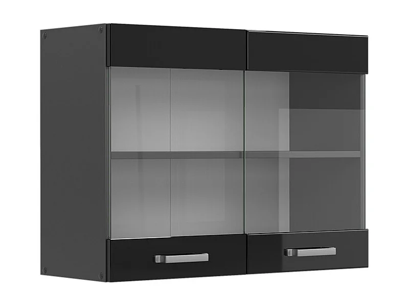 Küchenglasschrank schwarz hochglanz 80x31x60 r-line