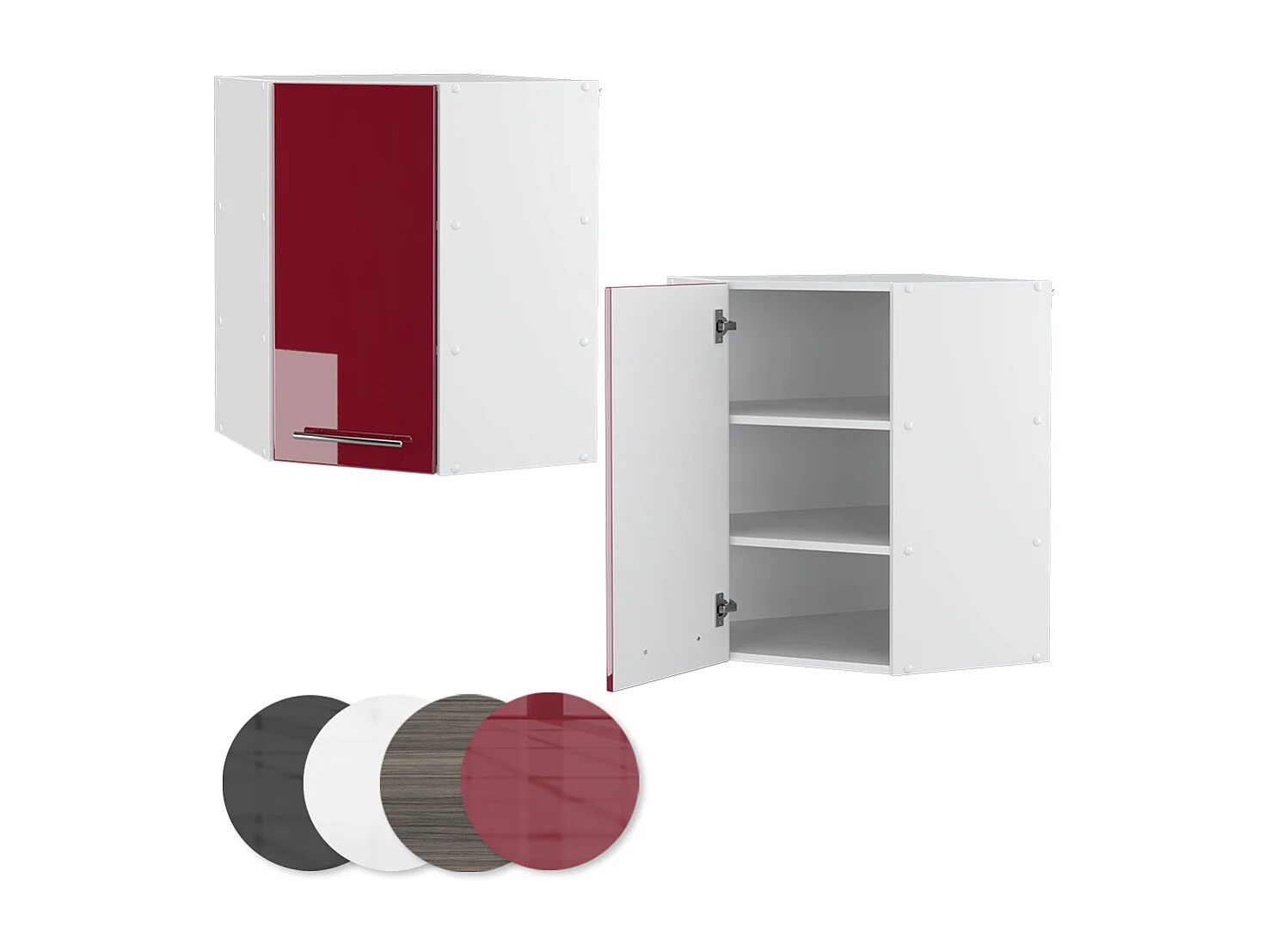 Armario colgante de esquina rojo burdeos alto brillo 57x34.1x72 fame-line