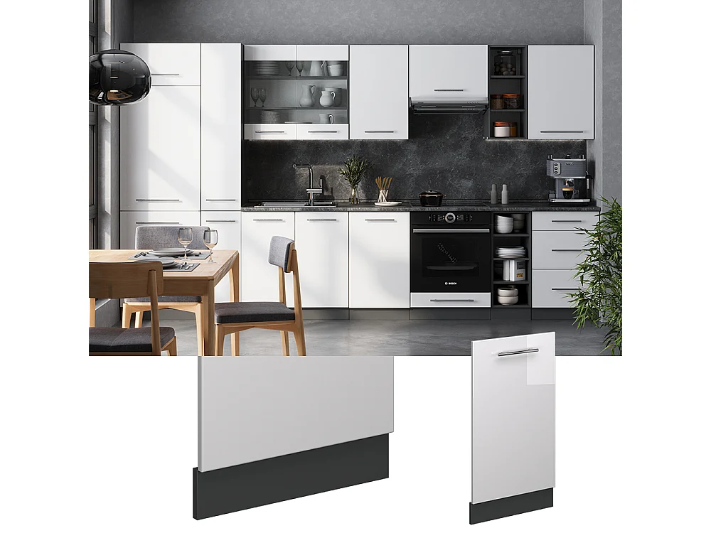 Dishwasher front panel white high gloss 45x1.6x81.8 fame-line