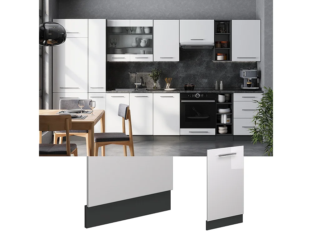 Dishwasher front panel white high gloss 45x1.6x81.8 fame-line