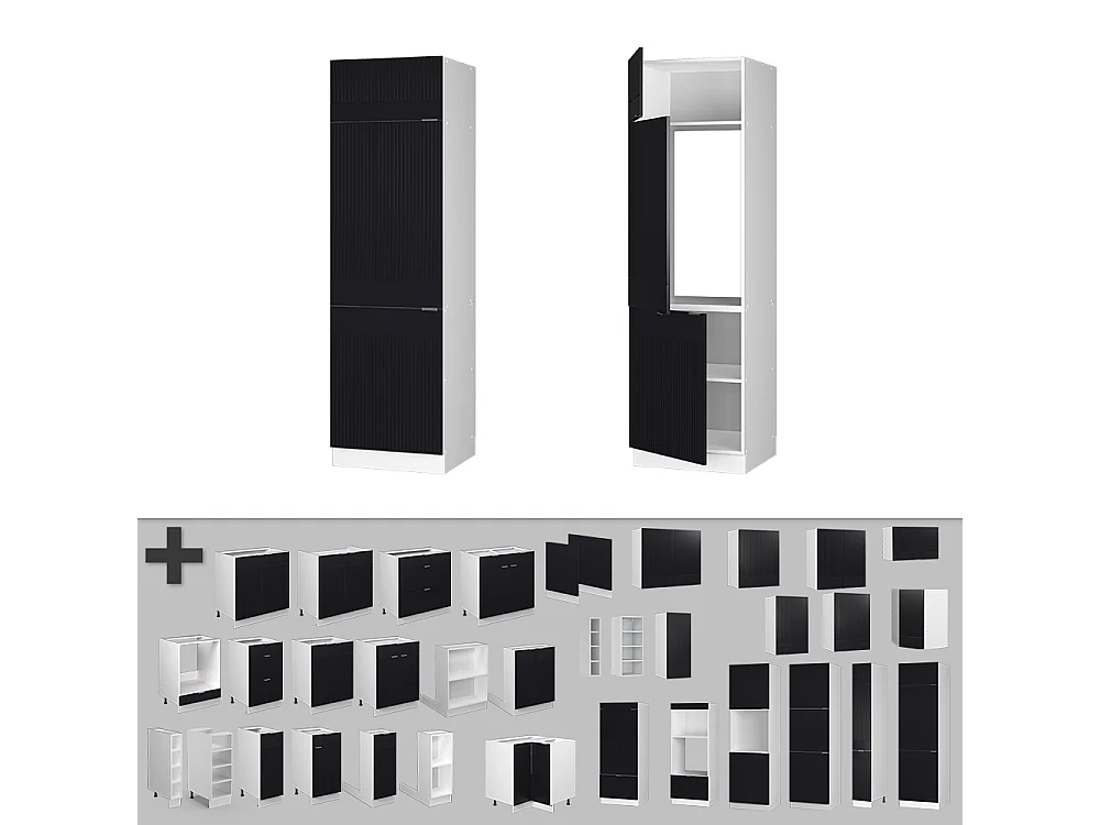 Armoire pour frigo noir rayé 60x58.1x206.8 fame-line