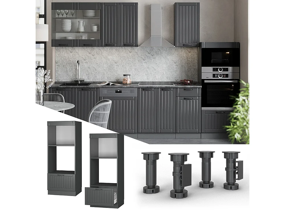 Microwave cabinet dark grey 60x58.1x153.6 fame-line