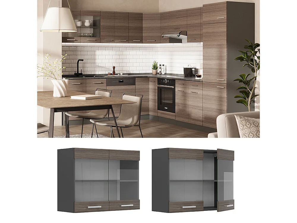 Mobile da cucina in vetro grigio nobile 80x31x60 r-line
