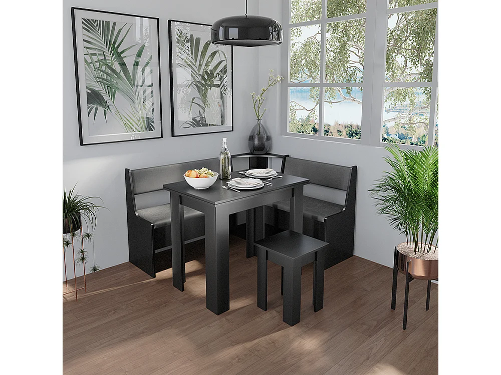 Table et tabouret noir 90x60x76.6 roman