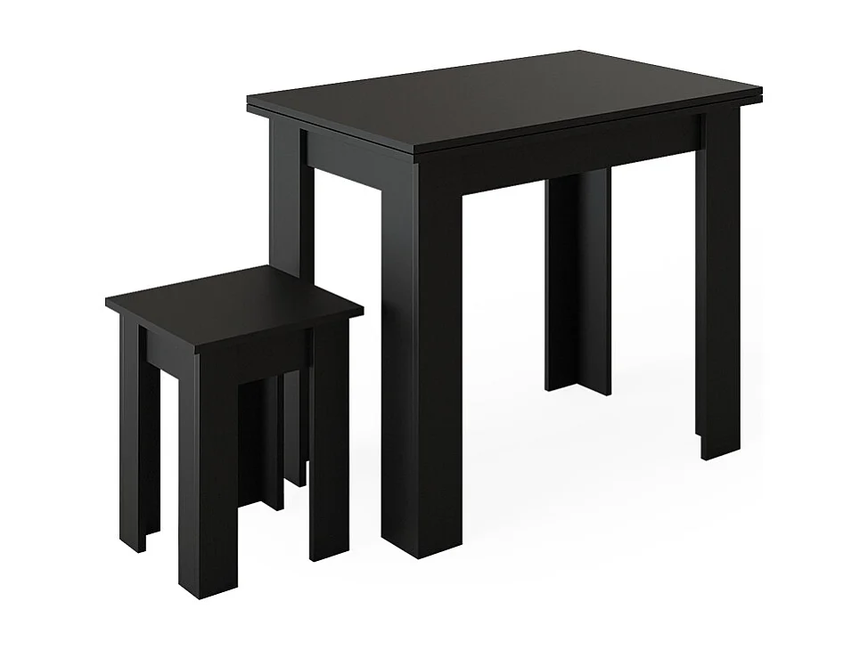 Table et tabouret noir 90x60x76.6 roman