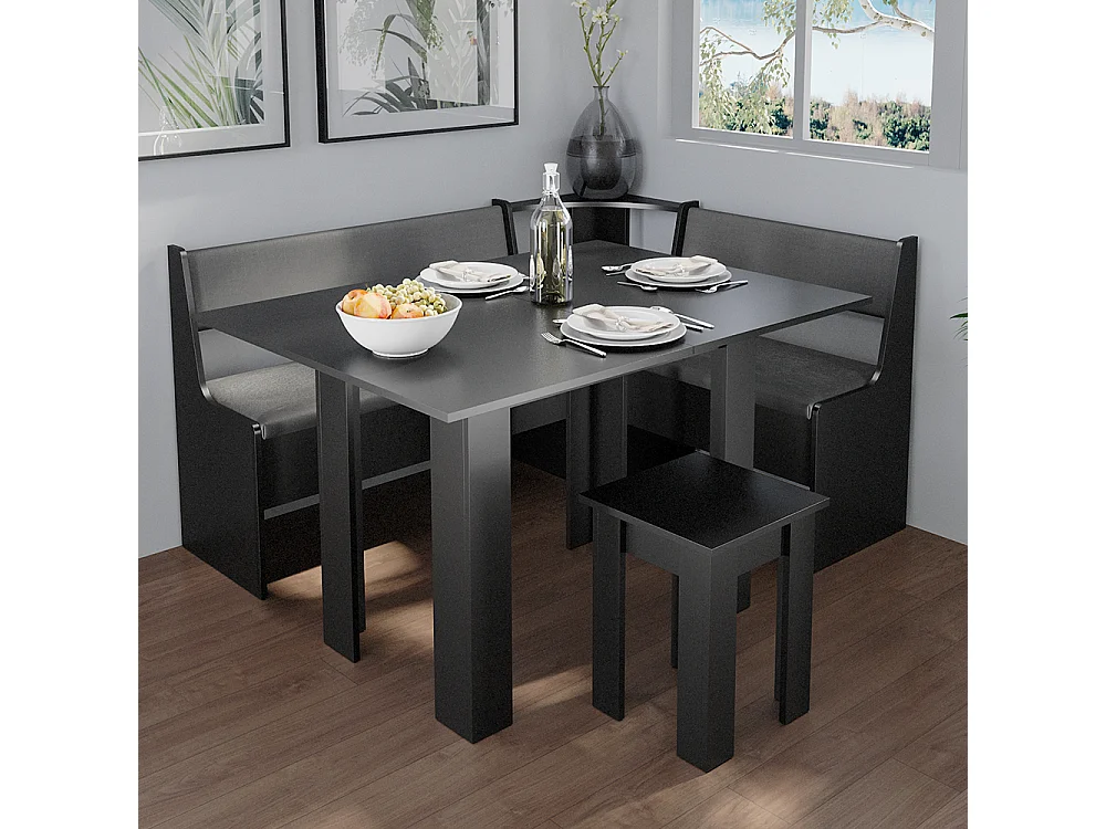 Table et tabouret noir 90x60x76.6 roman