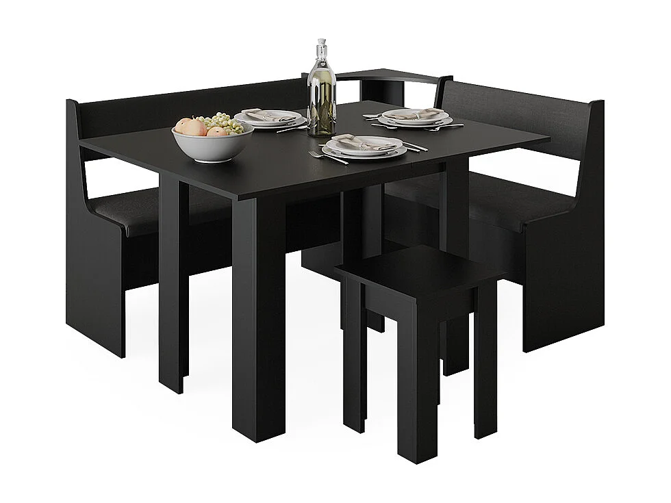 Table et tabouret noir 90x60x76.6 roman