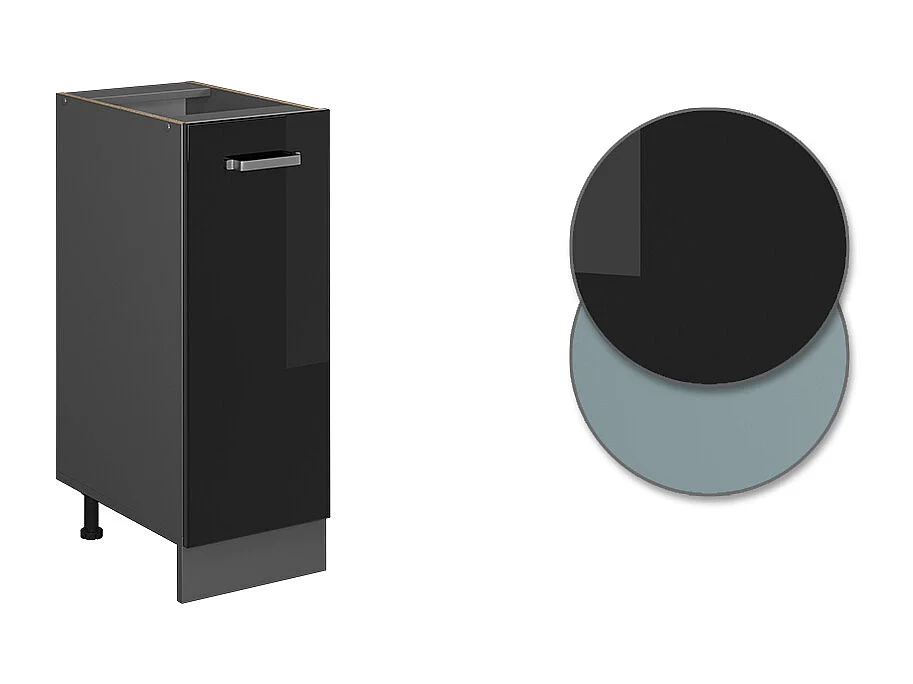 Meuble de cuisine noir haute brillance 30x46x81.6 r-line