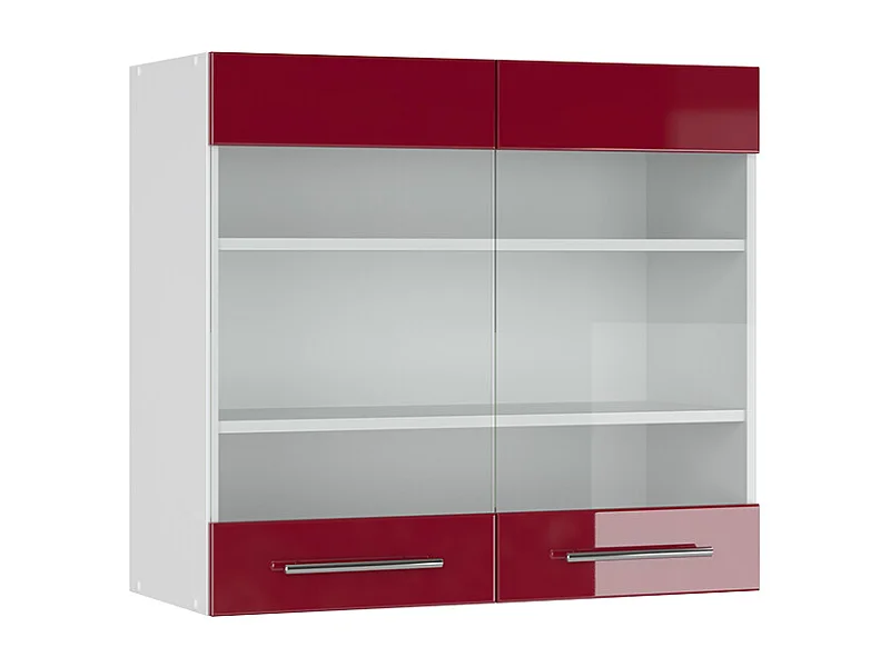 Armario de cocina con vidrio rojo burdeos alto brillo 80x34.1x72 fame-line
