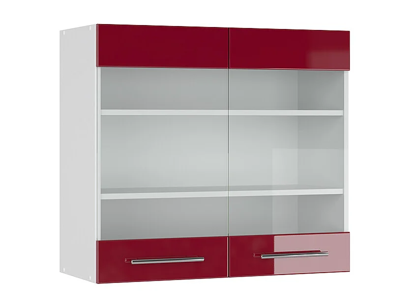 Armario de cocina con vidrio rojo burdeos alto brillo 80x34.1x72 fame-line