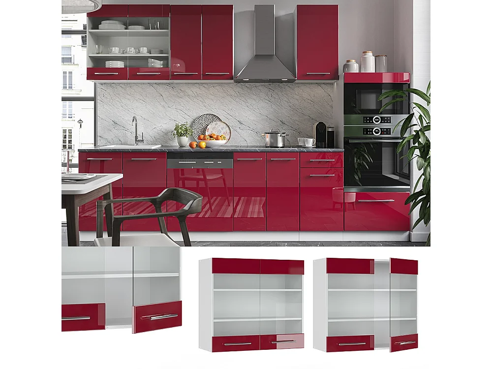 Mobile da cucina in vetro Bordeaux lucido 80x34.1x72 fame-line