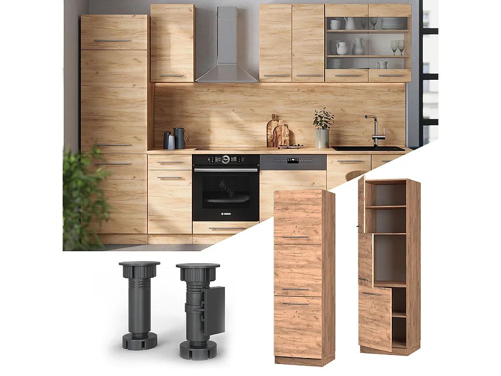 Armario para horno empotrado roble dorado 60x58x206.8 fame-line