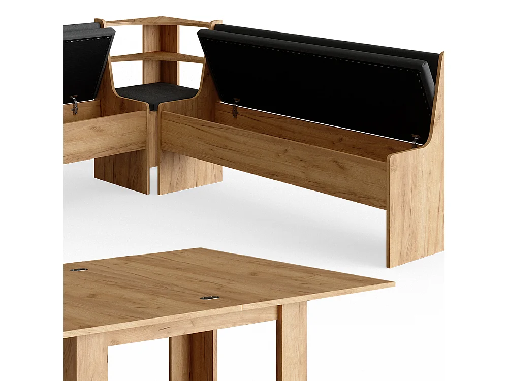 Gruppo panca ad angolo quercia dorata 210x180x80 roman