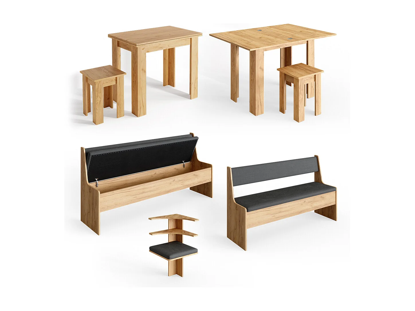 Groupe de banquettes dangle chêne de force doré 210x180x80 roman