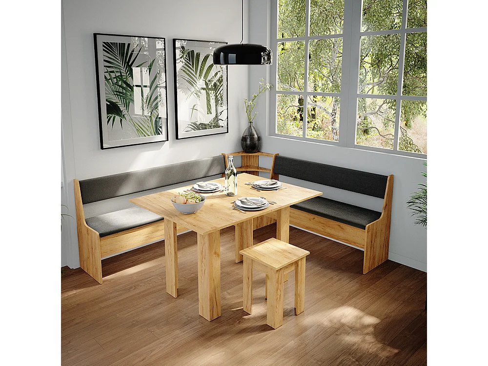 Hjørnebænksgruppe gold power oak 210x180x80 roman