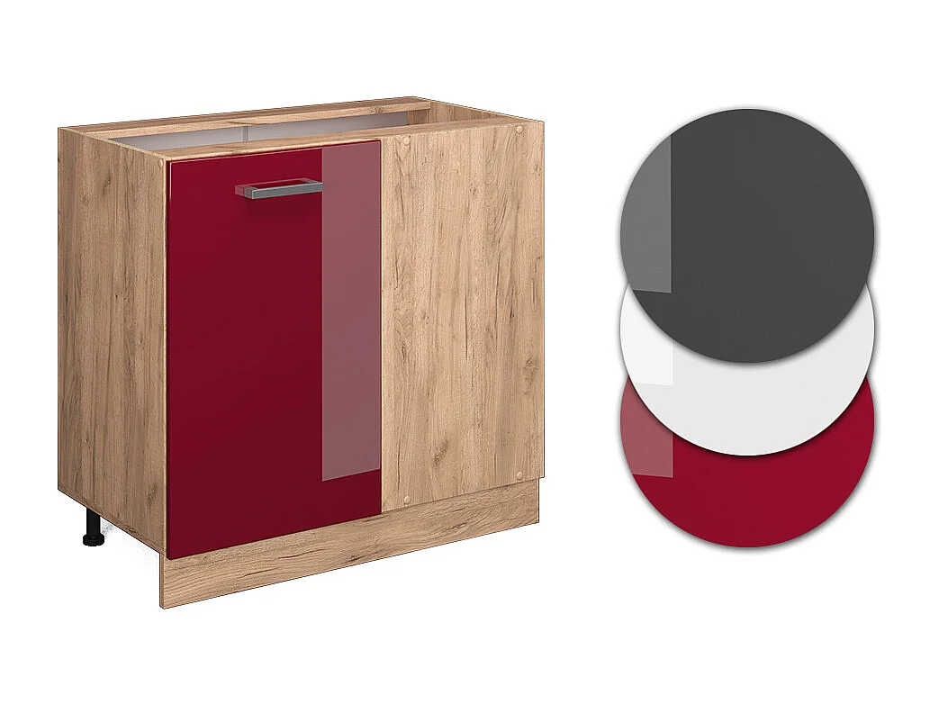 Armario de esquina rojo de alto brillo 86x46x81.6 r-line