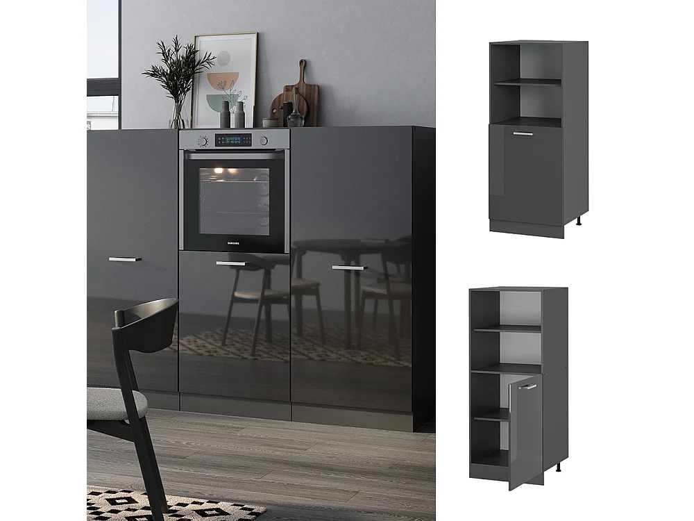 Meuble pour four anthracite haute brillance 60x57x143 r-line