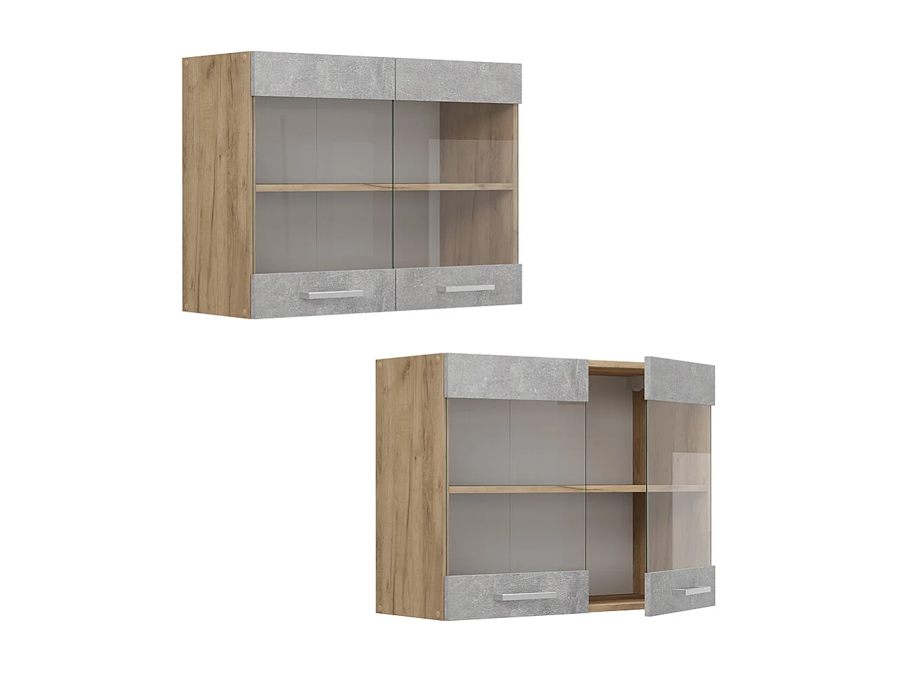 Armario de cocina con vidrio hormigón 80x31x60 r-line