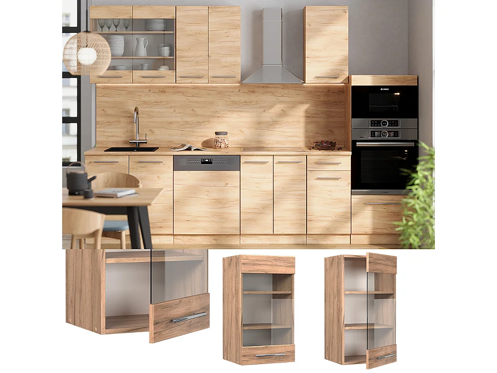 Armoire en verre chêne de force doré 40x34.1x72 fame-line