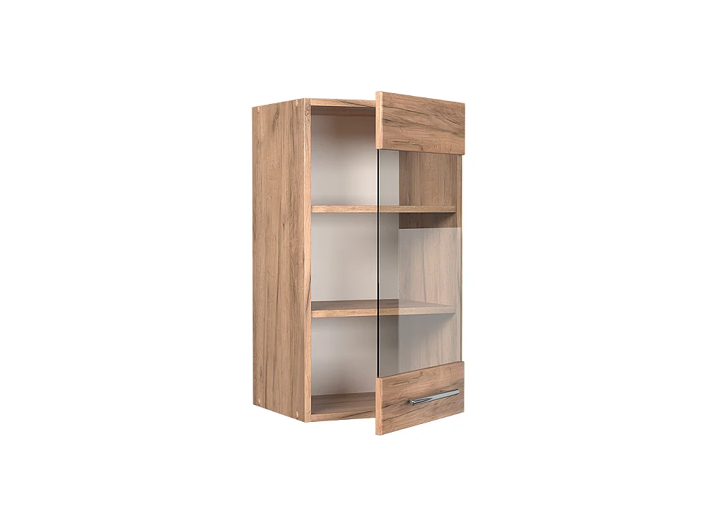 Glass kitchen cabinet gold power oak 40x34.1x72 fame-line