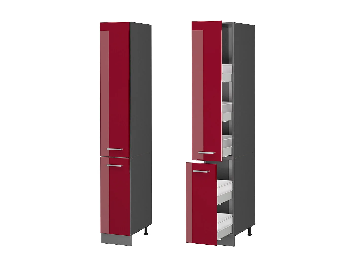 Meuble haute de cuisine rouge brillant 30x57.2x206.8 r-line