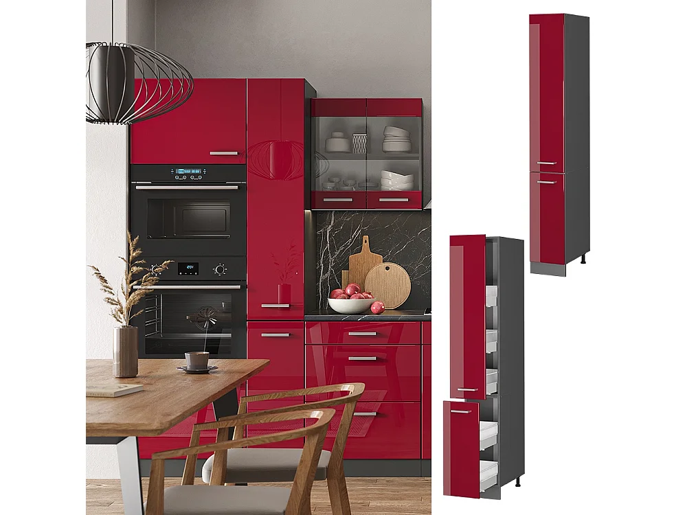 Pharmacy cabinet red high gloss 30x57.2x206.8 r-line