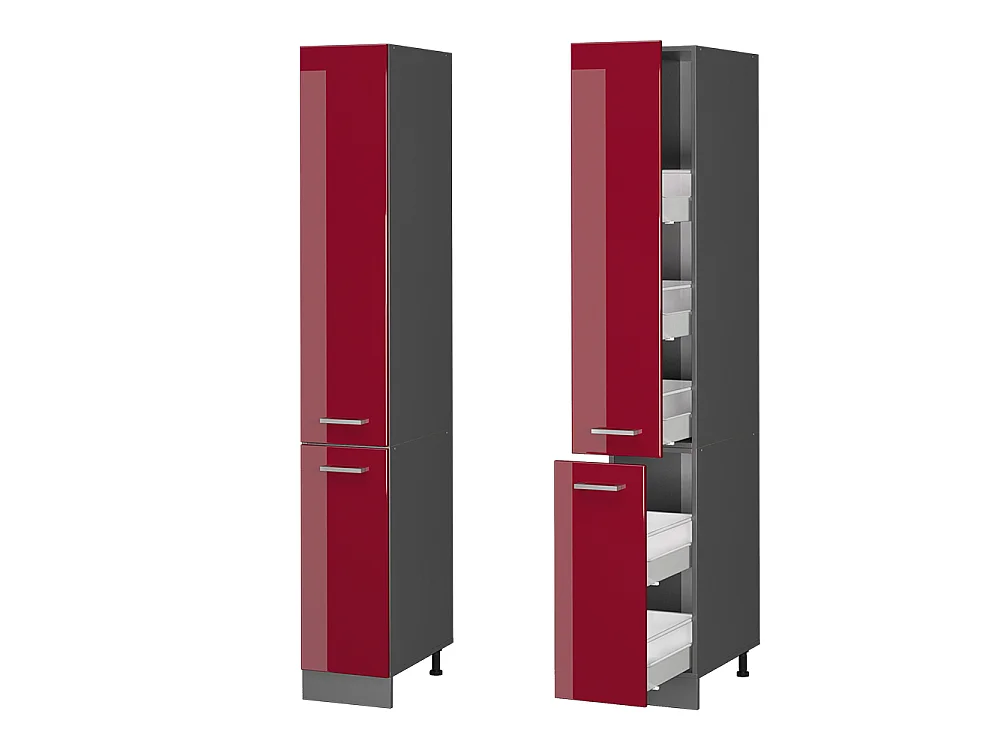 Pharmacy cabinet red high gloss 30x57.2x206.8 r-line