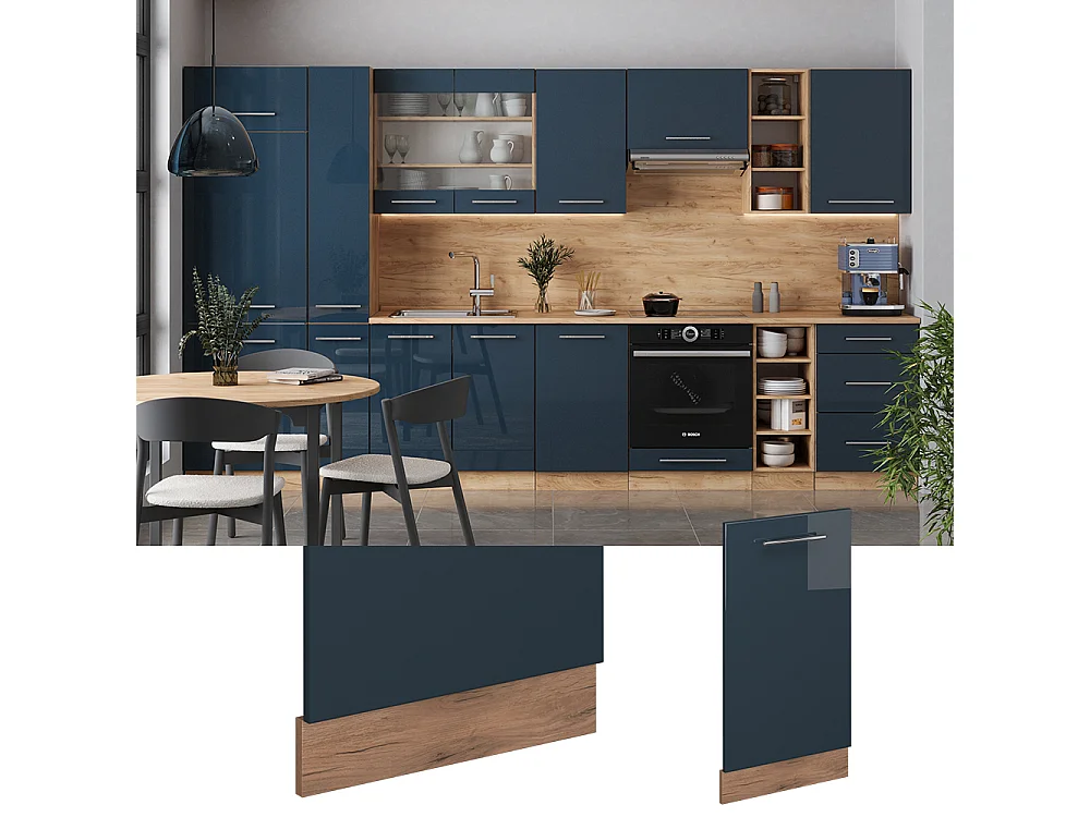 Façade de lave-vaisselle bleu foncé brillant 45x1.6x81.8 fame-line