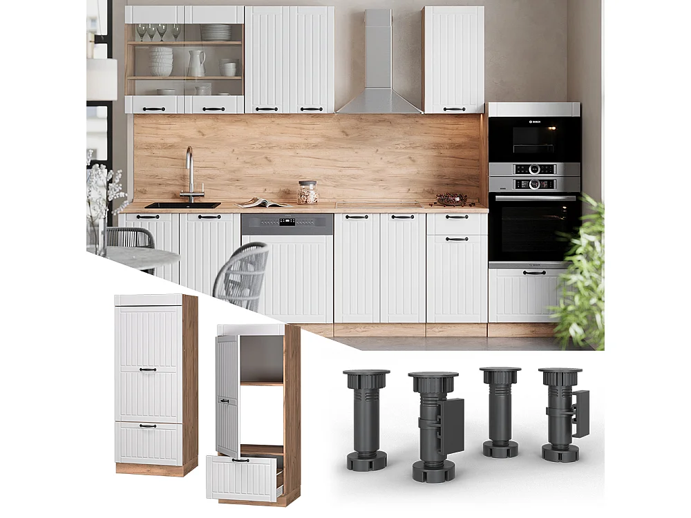 Szafka do mikrofalówki biały domek wiejski 60x58.1x153.6 fame-line