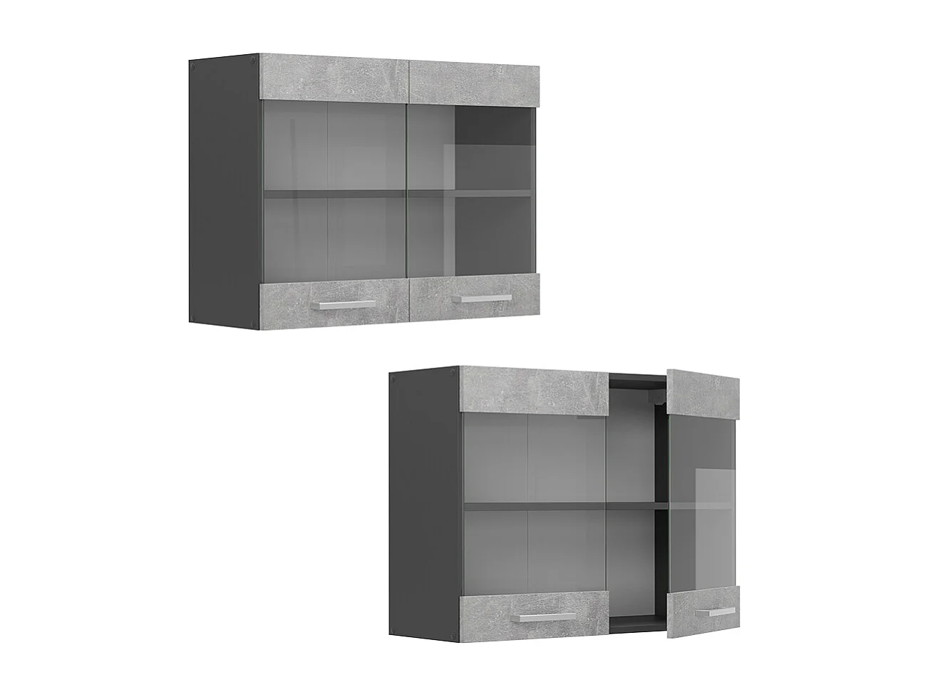 Armario de cocina con vidrio hormigón 80x31x60 r-line