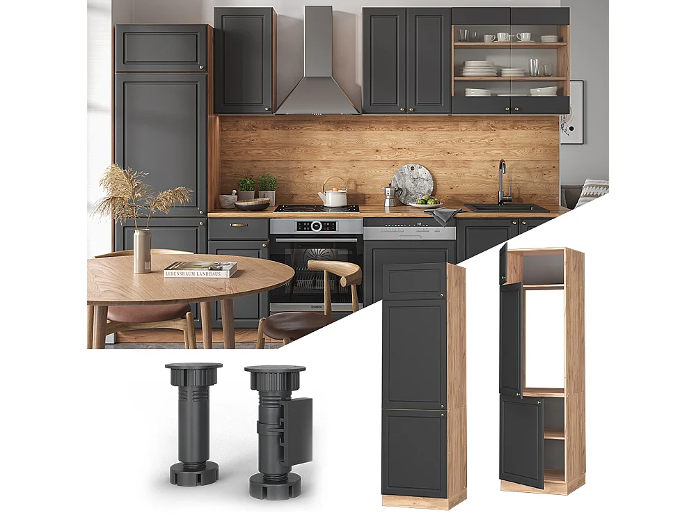 Armoire pour frigo anthracite-or 60x58.1x206.8 fame-line