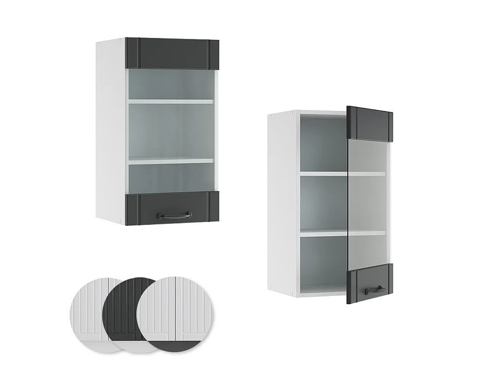 Køkkenskab med glas antracit landhus 40x34.1x72 fame-line