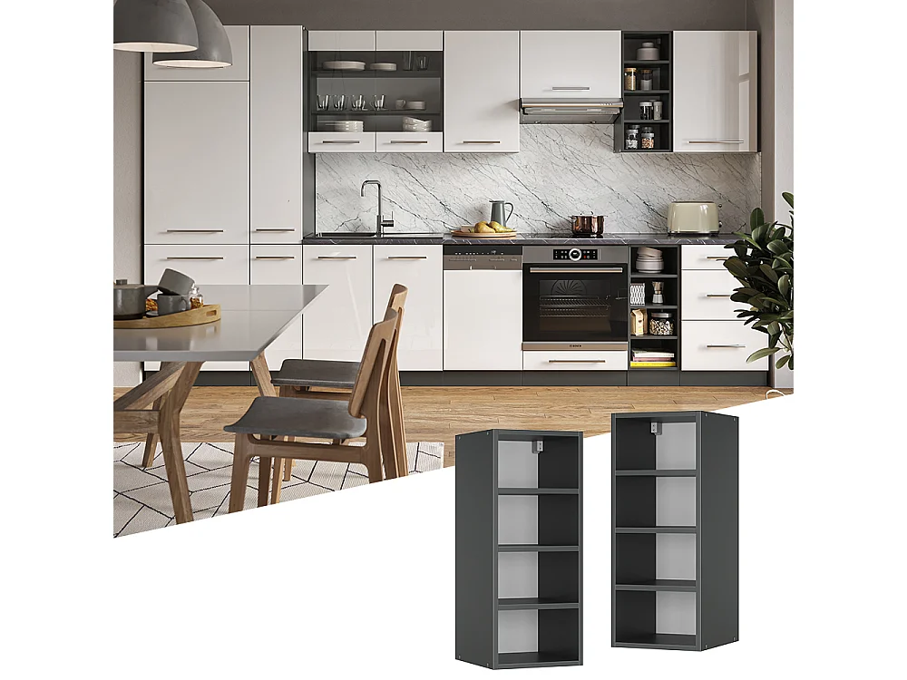 Hangende kast antraciet 30x32.5x72 fame-line