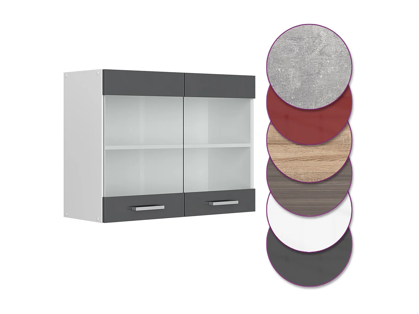 Armoire en verre anthracite haute brillance 80x31x60 r-line