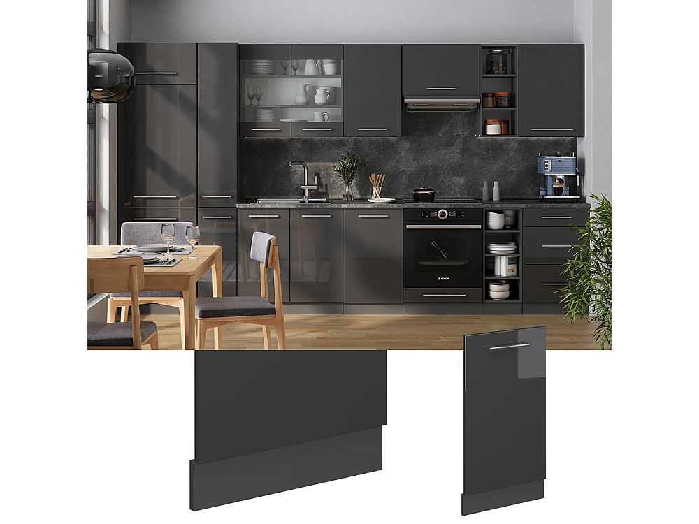 Dishwasher front panel anthracite high gloss 45x1.6x81.8 fame-line